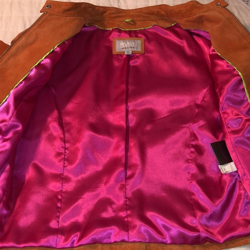 Wilsons Leather XL Burnt Orange Genuine Suede Leather Jacket - Picture 15 of 17